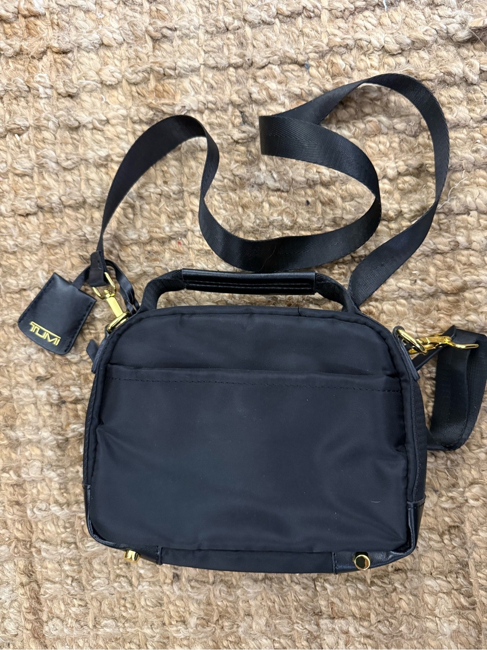Tumi Black Crossbody Bag with Gold Hardware - Picture 4 of 5